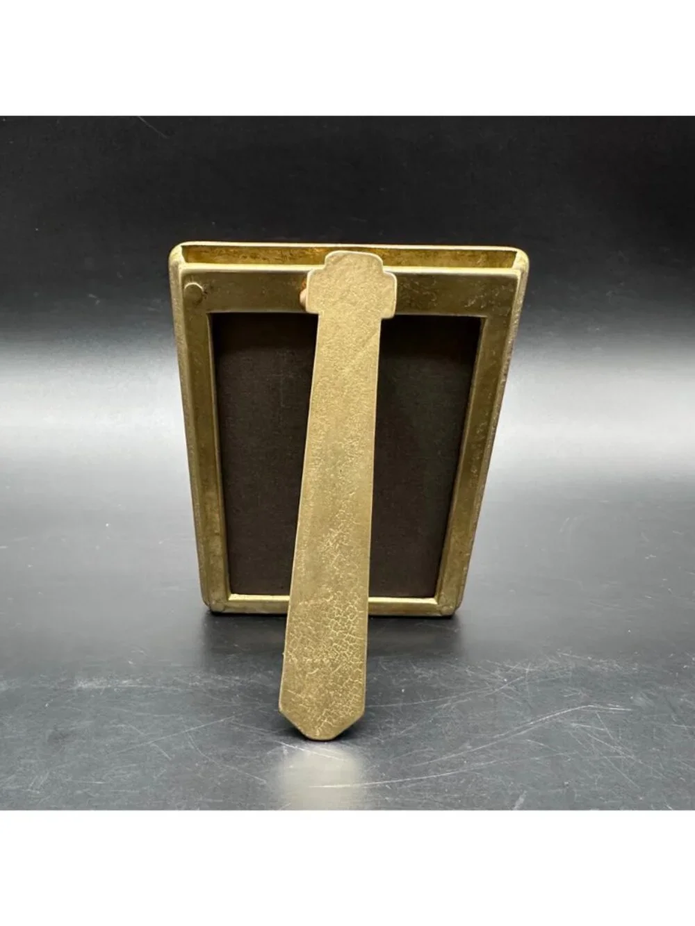 Vintage Brass Oval Photo Frame Gold Tone Metal Easel Back Picture Holder Table